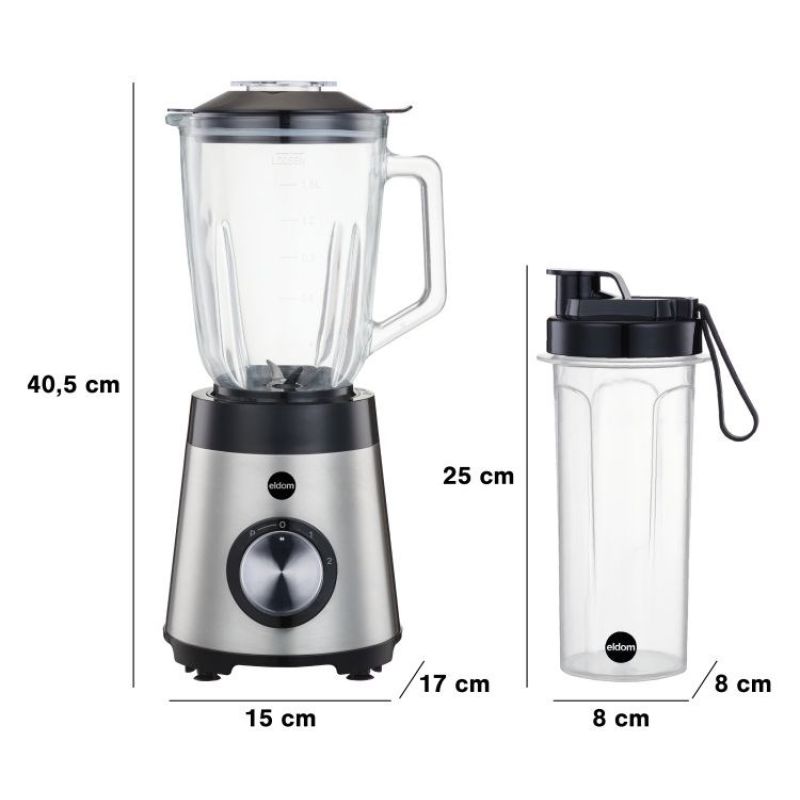 16. ELDOM BLENDER KIELICHOWY BK7S STALO 1000W 2 L , 22 000 OBR./MIN. KRUSZENIE LODU, BPA-FREE