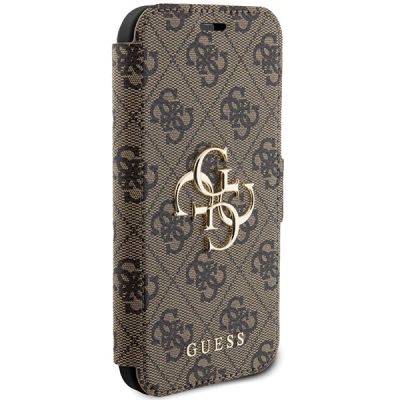 4. Etui Guess 4G Big Metal Logo na iPhone 13 / 14 / 15 - brązowe