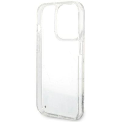 7. Etui Guess Liquid Glitter Marble na iPhone 14 Pro - białe