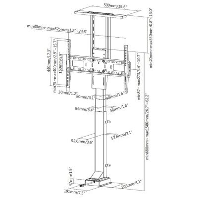 7. Mocowanie do telewizora LCD (zmotoryzowane) - Plastik, Aluminium, Stal - Rozmiar ekranu: 94-165.1 cm (37"-65")
