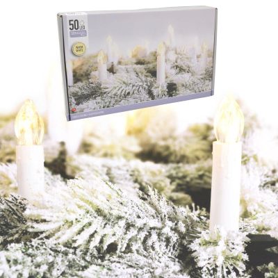 6. LAMPKI CHOINKOWE ŁAŃCUCH ŚWIETLNY ŚWIECZKI 50 LED CIEPŁY BIAŁY