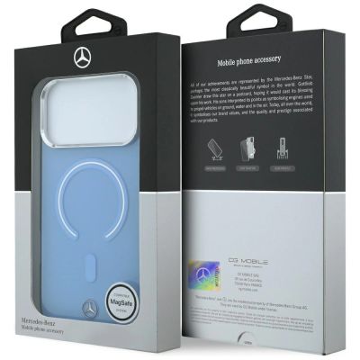 8. Etui Mercedes Double Layer Iconic Logo MagSafe na iPhone 18 Pro Max / 17 Pro Max - niebieskie