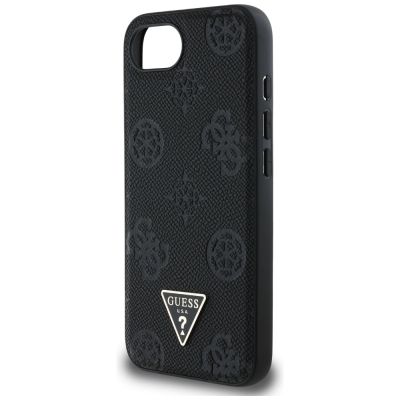 6. Etui Guess Grained Hot Stamp Peony Triangle Logo MagSafe na iPhone 16e - czarne