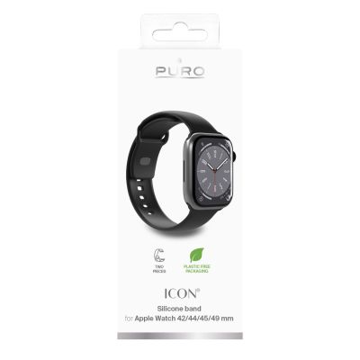 2. Pasek silikonowy Puro Icon do Apple Watch 42 / 44 / 45 / 49 mm - czarny (2 szt.)