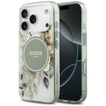 Etui Guess IML Flower & Tonal Circle MagSafe na iPhone 18 Pro Max / 17 Pro Max - zielone