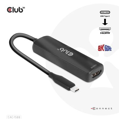 9. CLUB3D CAC-1588 adapter kablowy 0,17 m USB Type-C HDMI Czarny