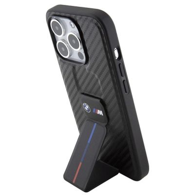 2. Etui BMW Grip Stand Smooth & Carbon na iPhone 15 Pro - czarne