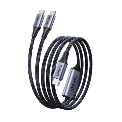 Kabel Ugreen 2w1 USB-C - 2xUSB-C PD 140W 2m - czarny