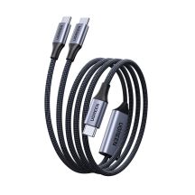 Kabel Ugreen 2w1 USB-C - 2xUSB-C PD 140W 2m - czarny