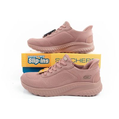 10. Skechers Bobs Squad-Chaos buty sportowe damskie wygodne SLIP-INS różowe