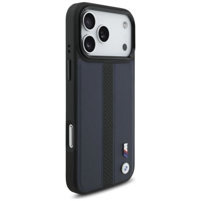 4. Etui BMW M Perforated Stripe Logo MagSafe na iPhone 17 Pro Max - granatowe