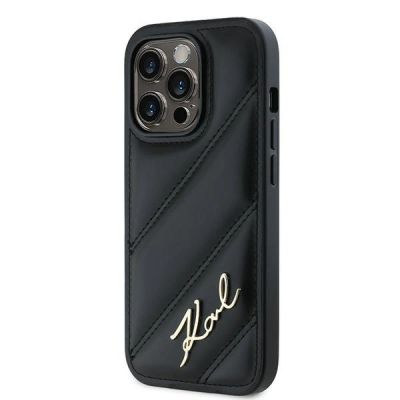 3. Etui Karl Lagerfeld Diagonal Quilted Script na iPhone 14 Pro - czarne