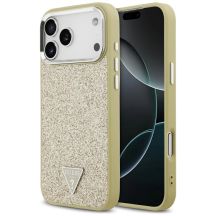 Etui Guess Glitter Triangle Logo MagSafe na iPhone 17 Pro Max - złote
