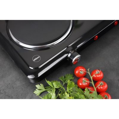 10. ELDOM ELEKTRYCZNA KUCHENKA DWUPALNIKOWA PG22 2500W, PŁYNNA REGULACJA TEMPERATURY ŚREDNICE PŁYT 18,5 CM + 15,5 CM