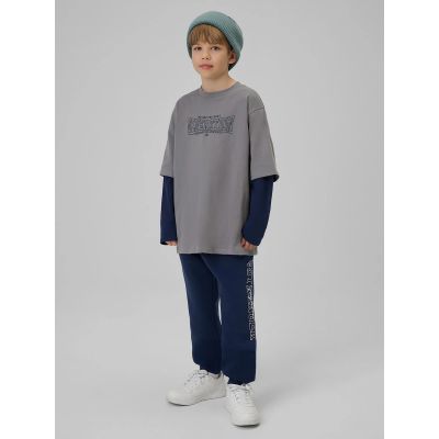 6. Longsleeve loose z nadrukiem chłopięcy 4F 4FJRSS26TLONM631-24S