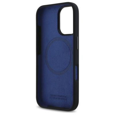 7. Etui BMW Silicone Hexagon Blue Line MagSafe na iPhone 16 - czarne