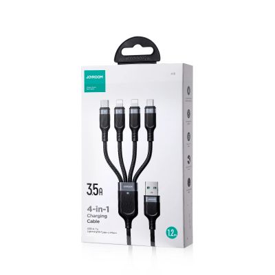 5. Kabel Joyroom Multi-Use Series S-A18 4w1 USB-A - USB-C / Lightning / Lightning / micro USB 1.2m - czarny