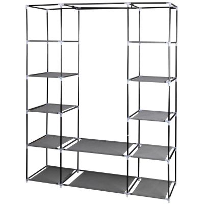 14. SZAFA TEKSTYLNA GARDEROBA 175x133x43CM CIEMNO-SZARA 28873