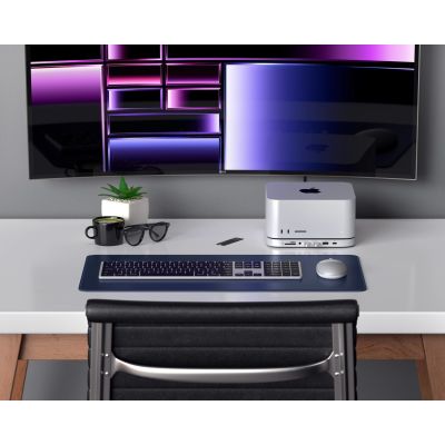 6. Satechi Stand & Hub - podstawka i hub do Mac Mini/Studio (USB-C 3.2, USB-A 3.2, 2x USB-A 3.0, 3,5mm jack, port micro/SD, NVMe/M.2 SATA SSD)