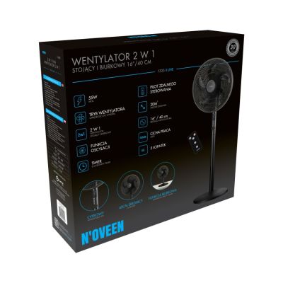 7. Wentylator 2 w 1 stojący i biurkowy NOVEEN F535 16"/40cm