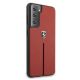 4. Etui Ferrari Off Track Leather Nylon Stripe na Samsung Galaxy S21+ - czerwone