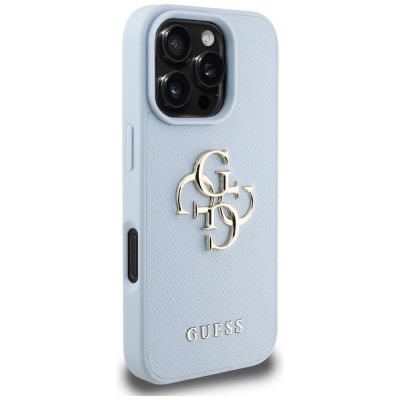 4. Etui Guess Grained Big 4G Logo Small Classic Logo na iPhone 16 Pro Max - niebieskie