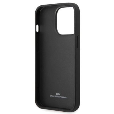 7. Etui BMW Leather Diamond Pattern na iPhone 14 Pro - czarne