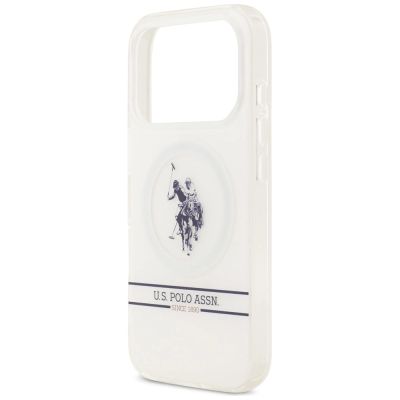 6. Etui US Polo DH and Bottom Stripe Logo MagSafe na iPhone 17 Pro - białe