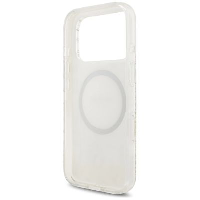 7. Etui Guess IML Flowers Electro Pearl Strap MagSafe na iPhone 17 Pro - białe