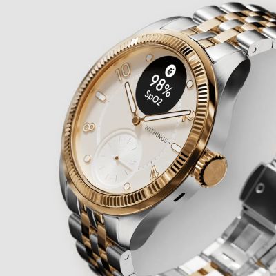 2. Zegarek Withings Scanwatch Nova Brilliant z EKG, puls, SPO2, temperatura, mierzenie aktywności i snu 39mm, gold