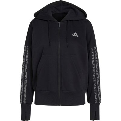 2. Bluza damska adidas Seasonal Essentials Animal Print 3-Stripes Full-Zip Hooded czarna KS8002