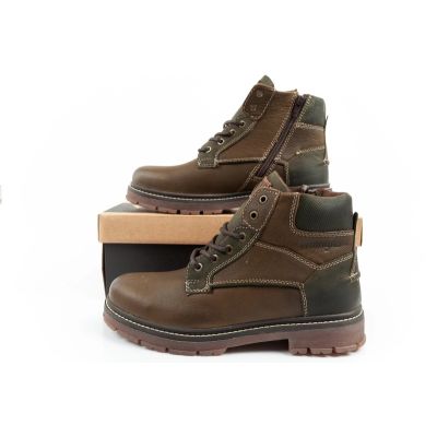 10. Wrangler Allan Mid buty męskie sztyblety trzewiki eleganckie skórzane zielone brązowe