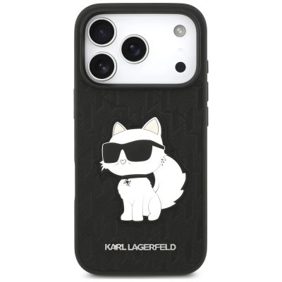 3. Etui Karl Lagerfeld Saffiano Mono Patch Choupette iPhone 18 Pro / 17 Pro - czarne
