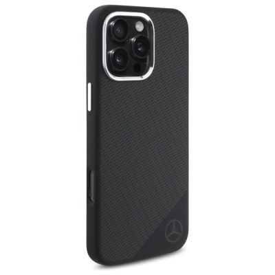 4. Mercedes MEHMP16L23SUGDK iPhone 16 Pro    6.3" czarny/black hardcase Silicone Tonal Logo Wood Pattern MagSafe