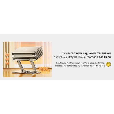 29. Podstawka pod laptopa, tablet Wozinsky WRS-CPY84SS aluminiowa + Gratis! podstawka do smartfona - srebrna