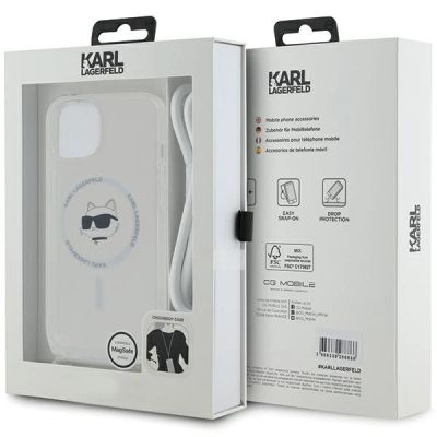 7. Etui Karl Lagerfeld IML Choupette Head&Cord MagSafe na iPhone 15 / 14 / 13 - przezroczyste