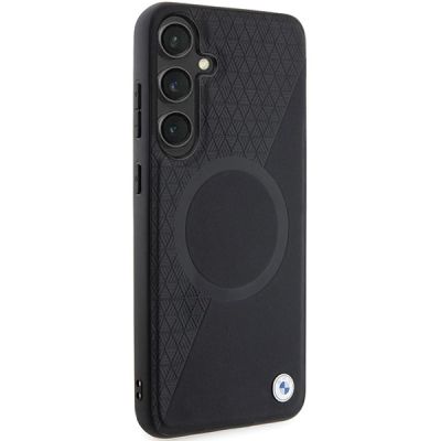 4. Etui BMW Signature Leather Half Textured & Circle MagSafe na Samsung Galaxy S24 - czarne