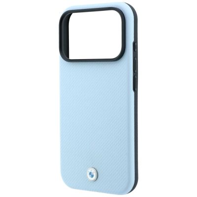 6. Etui BMW Kevlar Metal Logo MagSafe na iPhone 18 Pro / 17 Pro - niebieskie