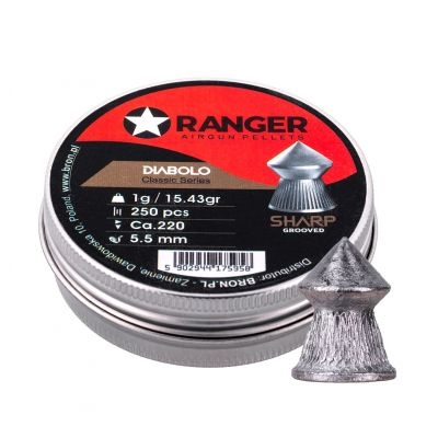 4. Śrut 5,5 mm RANGER Diabolo Classic Sharp Grooved szpic molet. 250 szt. 1,00 g