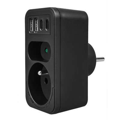 13. MACLEAN GNIAZDKO PRĄDOWE X2 + 4XUSB, ROZGAŁĘŹNIK Z 2 GNIAZDAMI, 2XUSB A, 2XUSB C PD 20W, 1X16A + 1X6A MCE249 F/B