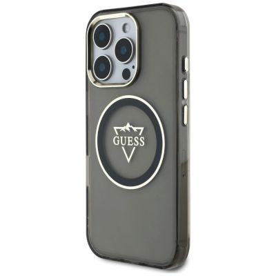 2. Etui Guess IML Metal Mountain Logo MagSafe na iPhone 16 Pro - czarny