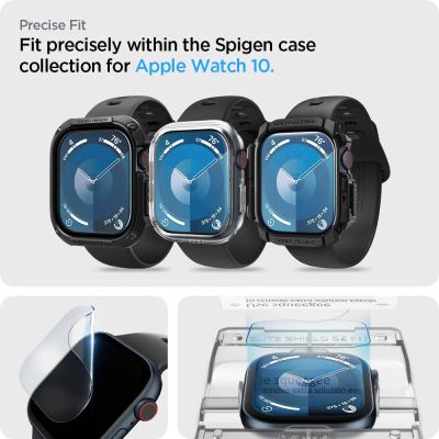 12. Szkło hybrydowe Spigen Elite Shield ”EZ FIT” 2-PACK na Apple Watch 10 (46 MM) - przezroczyste