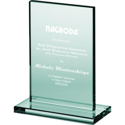 7. Trofeum szklane grawerowane