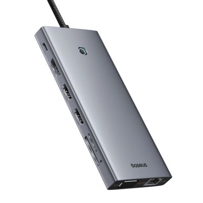 3. HUB Baseus PortalJoy Series 13w1 USB-C - 2x HDMI / DP / VGA / USB-A 3.1 / USB-C 3.1 / USB-A 2.0 / PD / RJ45 / SD / TF / AUX - szary