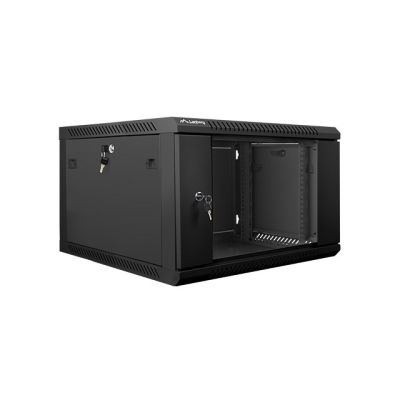 7. Szafa jednosekcyjna Lanberg WF01-6606-10B (6U; 368mm / 600mm / 600 mm; wisząca; Szklane; 19''; kolor czarny)