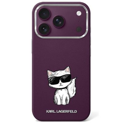 Etui Karl Lagerfeld Smooth Choupette Sketch MagSafe na iPhone 17 Pro / 18 Pro - burgundowe