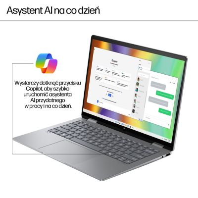 43. HP Envy x360 14-fa0016nw Ryzen 7 8840HS 14"WUXGA Touch 300nits 16GB LPDDR5-6400 SSD512 Radeon 780M Cam 5 Mpx IR 59Wh Win11 Meteor Silver Aluminum 2Y