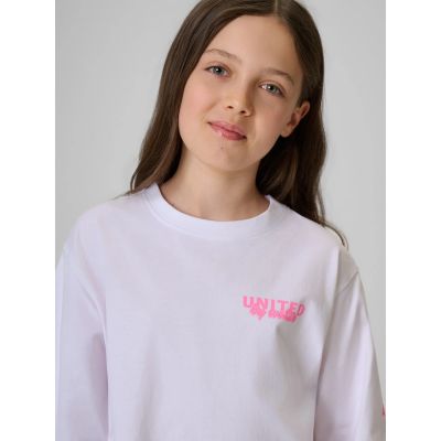 3. T-shirt loose z nadrukiem dziewczęcy 4F 4FJRSS26TTSHF3910-10S