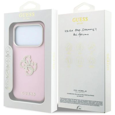 8. Etui Guess Smooth & Big Strass Logo na iPhone 18 Pro Max / 17 Pro Max - różowe