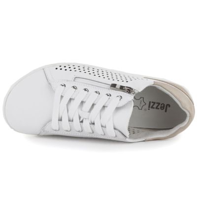 3. Skórzane półbuty damskie barefoot ażurowe białe Gino Fabiani OL38-6